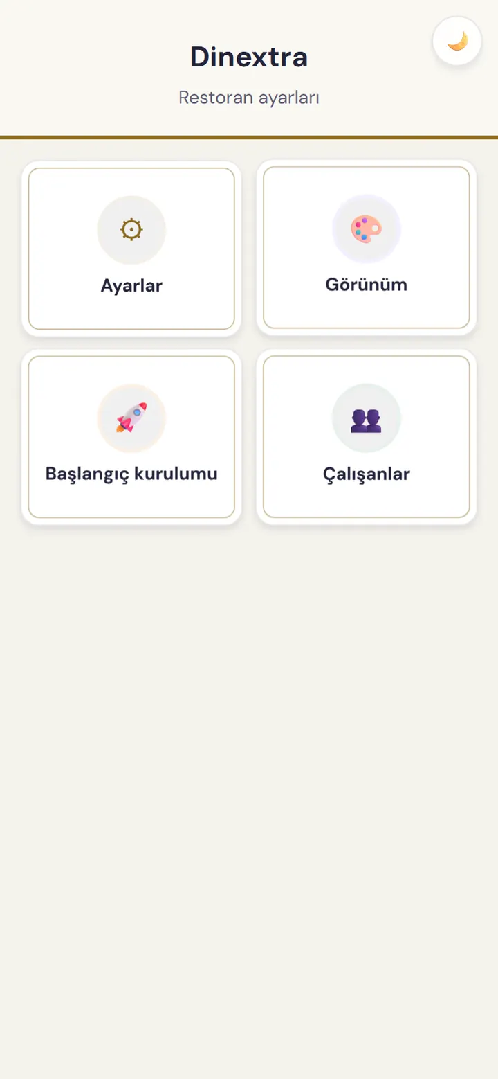 Çalışma saatleri ve ayarlar ekranı