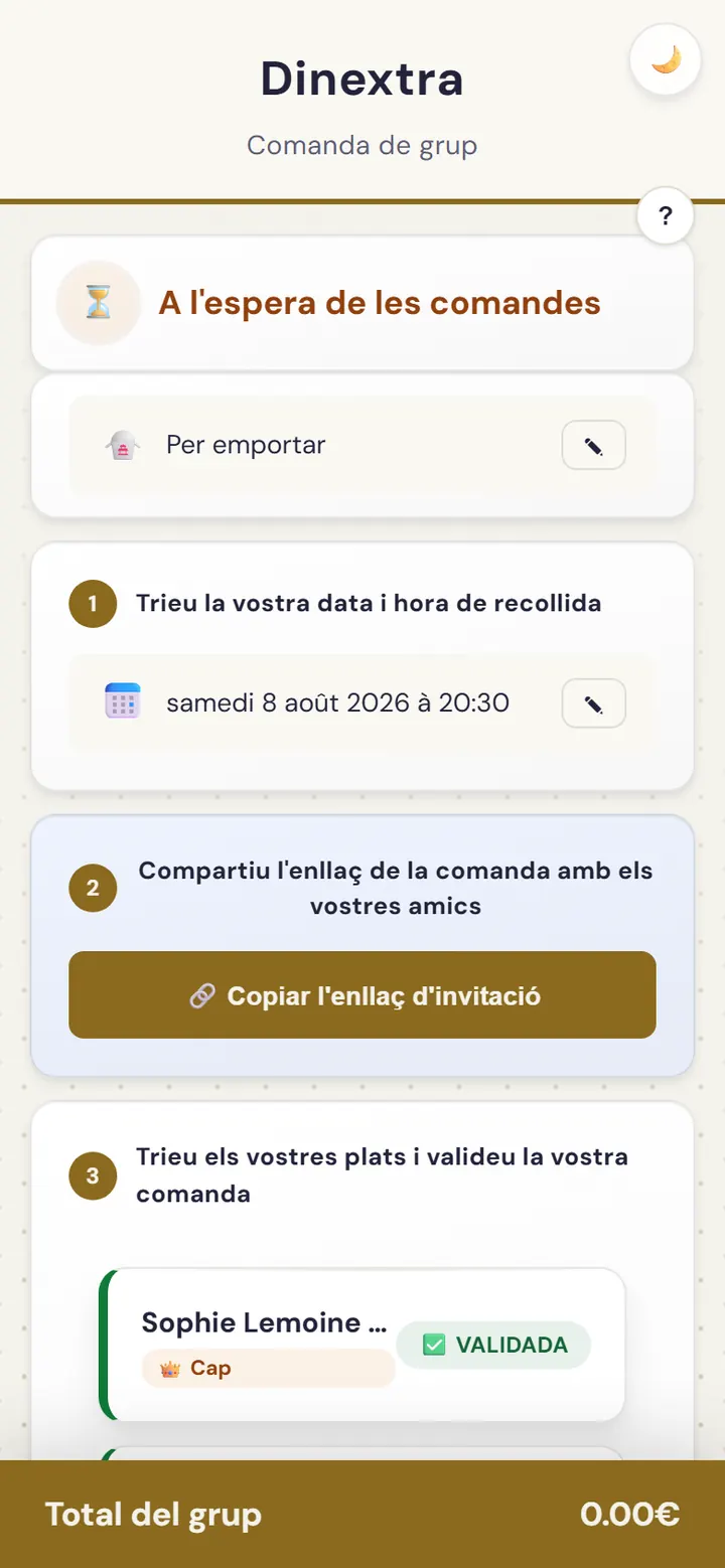 Resum d’una comanda en grup